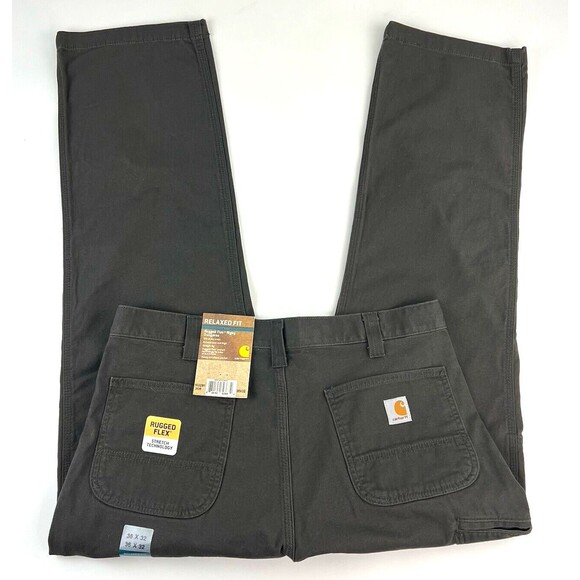 Carhartt Mens 36x31 Brown Relaxed Fit Rugged Flex Relaxed Rigby Dungaree New - Picture 2 of 9